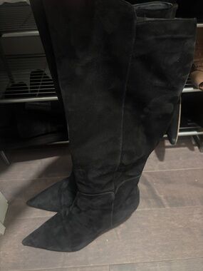 Sam Edelman Black Over-the-Knee Pointed Suede Boots